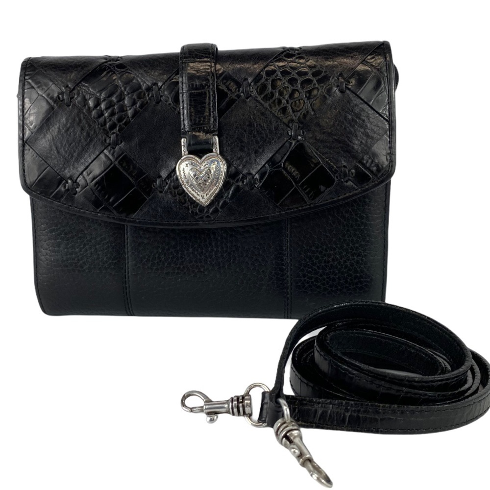 Brighton leather crossbody wallet bag w croc